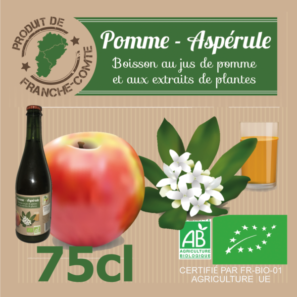 BOISSON JUS DE POMME - ASPÉRULE Bouteille Verre 75cl