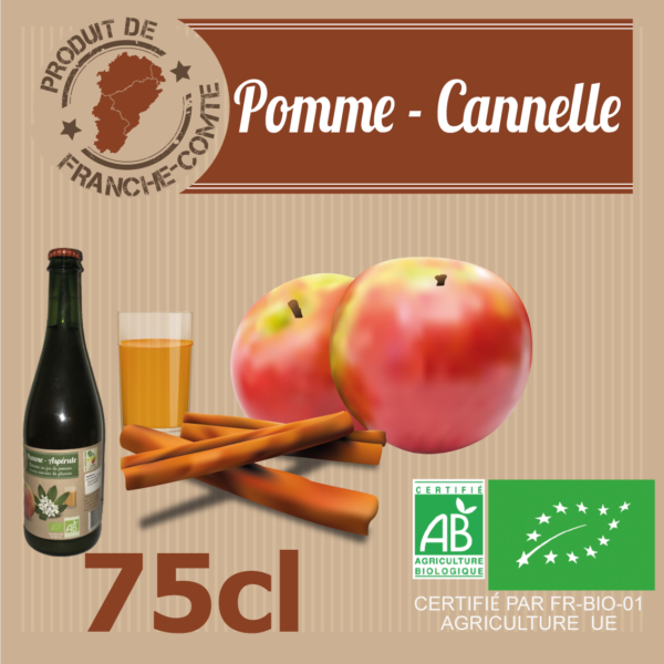 BOISSON JUS DE POMME CANNELLE Bouteille Verre 75cl