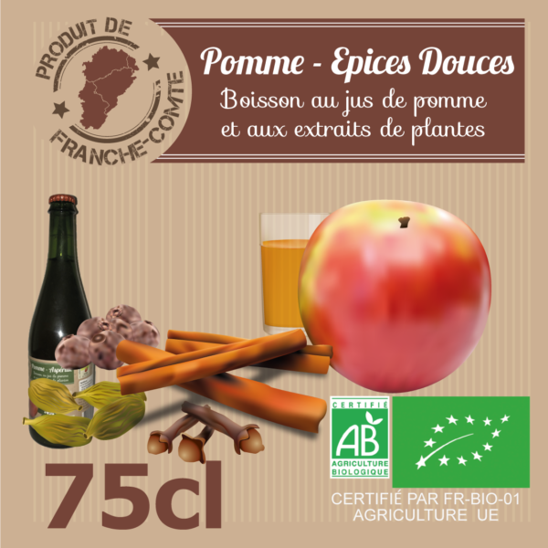 BOISSON JUS DE POMME -  ÉPICES DOUCES Bouteille Verre 75cl