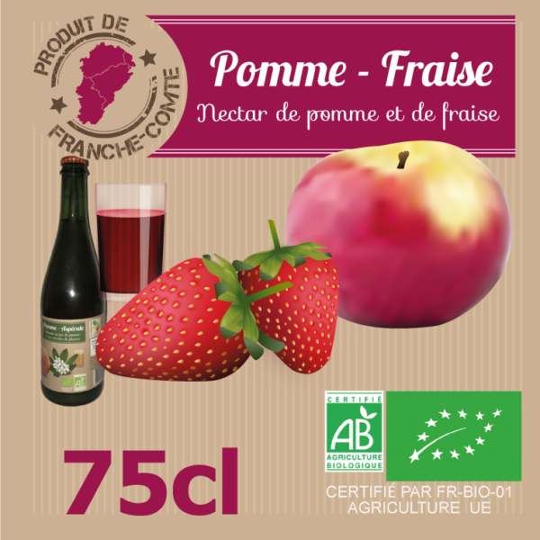 NECTAR POMME- FRAISE  Bouteille Verre 75cl