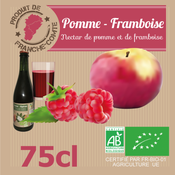 NECTAR POMME- FRAMBOISE  Bouteille Verre 75cl