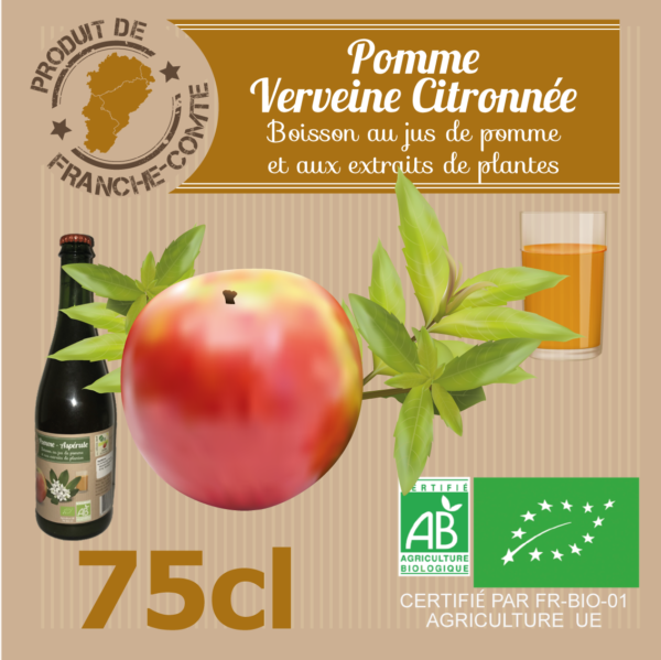 BOISSON JUS DE POMME VERVEINE Bouteille Verre 75cl